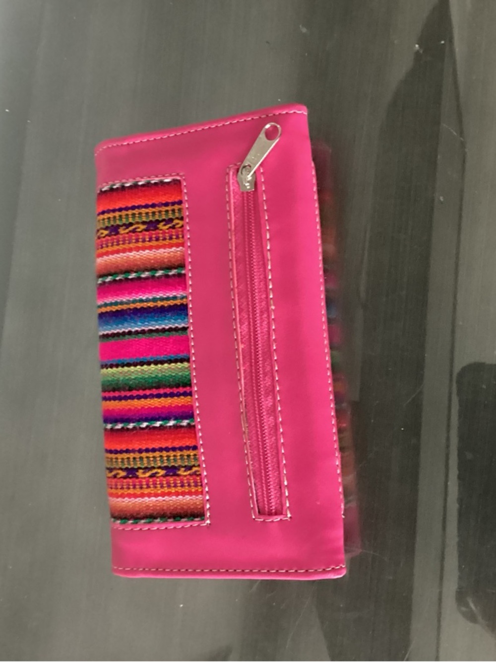 Pink Textile-Striped Women's Festival Wallet